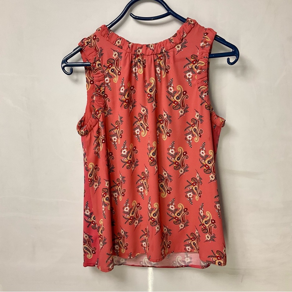 LOFT Coral Paisley Sleeveless Blouse